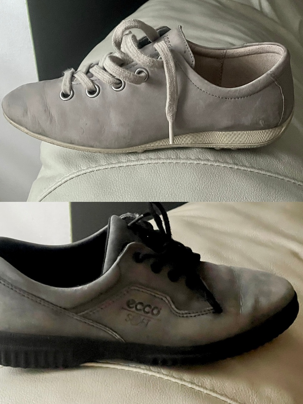 ECCO Size 6 Casual Lace-Up Sneakers in Light Gray and blue 2 pairs
